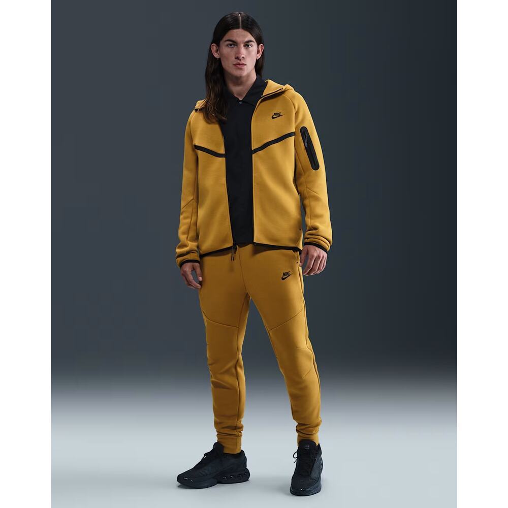 Nike Sportswear Hoodie Jacket Tech Fleece Full-Zip Saturn Gold Black Size Small